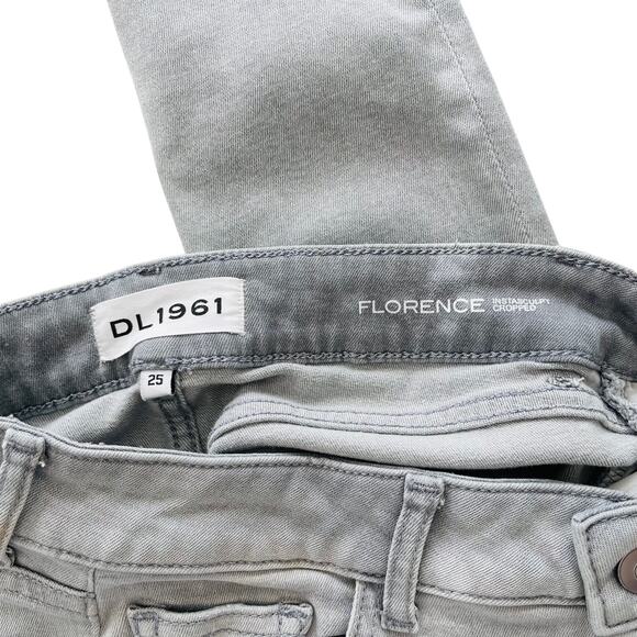 DL1961 Florence Instasculpt 25 Cropped Jeans in Legendary Grey Stretch Fray Hem - Picture 4 of 9